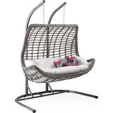 Capri Swing Cunda Ikili Rattan Bahçe Balkon Salıncağı - Açık Gri