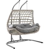 Capri Swing Cunda Ikili Rattan Bahçe Balkon Salıncağı - Cappuccino