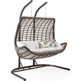 Capri Swing Cunda Ikili Rattan Bahçe Balkon Salıncağı - Krem
