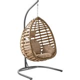 Capri Swing Gümbet Tekli Rattan Bahçe Salıncağı | Balkon Salıncağı - Açık Kahverengi