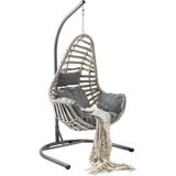 Capri Swing - Milas - Tek Kişilik Rattan Bahçe Balkon Salıncağı - Gümüş Dövme
