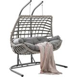 Capri Swing Modern Salıncak Iki Kişilik Bahçe Balkon Salıncağı Cunda - Açık Gri