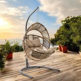 Capri Swing Nobel Tekli Rattan Bahçe Balkon Salıncağı - Açık Kahverengi