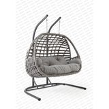 Capri Swing Oylat Çiftli Rattan Bahçe Salıncağı | Balkon Salıncağı - Gri