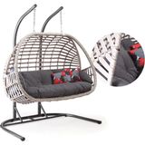 Capri Swing Oylat Çiftli Rattan Bahçe Salıncağı | Balkon Salıncağı - Kırık Beyaz