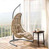 Capri Swing Tekli Rattan Bahçe Salıncağı Açık Kahverengi 125 x 125 x 196 cm Kapasite Tek Kişilik