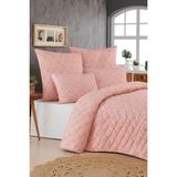 Capri Tek Kişilik Kapitone Dolgulu Pike 4 Mevsim Baklava Dsn |yastık Kılıfı Hediye| 160X230CM - Pembe - Beyaz