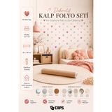 caps 85 Adet Dekoratif Kalp Folyo Seti Yapışkanlı Duvar Stickerı Kız Odası Süsleme