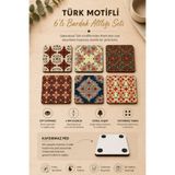 caps Türk Motifleri Temalı 10 x 10 cm 6’lı Bardak Altlığı Seti