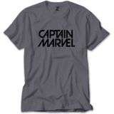 Captain Marvel Text Gri Tişört