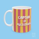 Captain Of Multitasking Yazılı Iş Arkadaşlığı ve Ofis Temalı Özel Tasarım Hediyelik Porselen Kahve Kupası - Beyaz - 325 ml