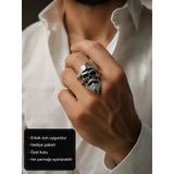 Captain Skull Ring – Vintage Pirate Adjustable Men's Ring Kaptan Kuru Kafa Erkek Yüzüğü