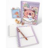 Capybara Defter Seti A5 Spiral | Kırtasiye Seti | Defter, Bloknot, Versatil Kalem, Silgi, Kalemtraş (Lila)