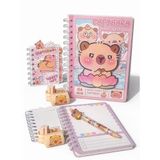 Capybara Defter Seti A5 Spiral | Kırtasiye Seti | Defter, Bloknot, Versatil Kalem, Silgi, Kalemtraş (Pembe)