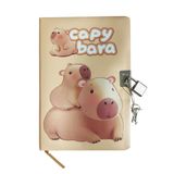 Capybara Hatıra Defteri (Günlük) Kilitli Defter 80 yaprak - Sweet Kapibara