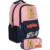 Capybara Kız Çocuk Ilkokul Sırt Çantası ve Iki Gözlü Kalemlik Seti - Lacivert - Pembe - SETCPB5203C