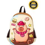 Capybara Lisanslı Çocuk Okul Sırt Çantası – Eva Ön Yüzeyli, Hafif, Ergonomik, Yan Cepli, Canlı Renk - 32x26x10 - Kahve