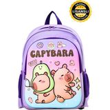 Capybara Lisanslı Çocuk Okul Sırt Çantası – Eva Ön Yüzeyli, Hafif, Ergonomik, Yan Cepli, Canlı Renk - 37x29x13 - Lila