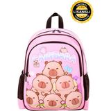 Capybara Lisanslı Çocuk Okul Sırt Çantası – Eva Ön Yüzeyli, Hafif, Ergonomik, Yan Cepli, Canlı Renk - 37x29x13 - Pembe
