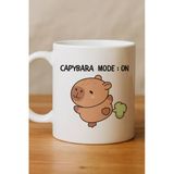 Capybara Mode On Yazılı Komik Tasarım Kupa Model 238 Sevimli Baskılı Seramik Kahve Kupası