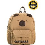 Capybara Orijinal Lisanslı Çocuk Okul /anaokulu Çantası, 3D Figürlü, Su Geçirmez Kumaş, Ön Cepli - 27x24x10 - Kahve