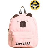 Capybara Orijinal Lisanslı Çocuk Okul /anaokulu Çantası, 3D Figürlü, Su Geçirmez Kumaş, Ön Cepli - 27x24x10 - Pembe