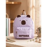 Capybara Orijinal Lisanslı Çocuk Okul / Anaokulu Çantası 3D Figürlü Su Geçirmez Kumaş Ön Cepli - Lila