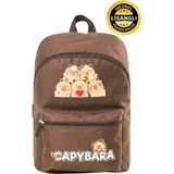 Capybara Orijinal Lisanslı Çocuk Okul Çantası – Su Geçirmez, Hafif, Ön Cepli, Canlı Renkli - 40x28x12,5 - Kahverengi