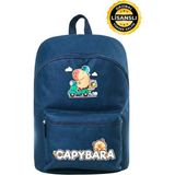 Capybara Orijinal Lisanslı Çocuk Okul Çantası – Su Geçirmez, Hafif, Ön Cepli, Canlı Renkli - 40x28x12,5 - Lacivert