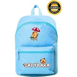 Capybara Orijinal Lisanslı Çocuk Okul Çantası – Su Geçirmez, Hafif, Ön Cepli, Canlı Renkli - 40x28x12,5 - Mavi