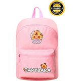 Capybara Orijinal Lisanslı Çocuk Okul Çantası – Su Geçirmez, Hafif, Ön Cepli, Canlı Renkli - 40x28x12,5 - Pembe
