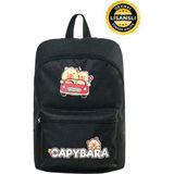 Capybara Orijinal Lisanslı Çocuk Okul Çantası – Su Geçirmez, Hafif, Ön Cepli, Canlı Renkli - 40x28x12,5 - Siyah