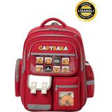 Capybara Orijinal Lisanslı Okul Çantası – Fonksiyonel, Su Geçirmez, Cepli, Erkek/kız Çocuk Çantası K - Kırmızı