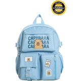 Capybara Orijinal Lisanslı Okul Çantası – Sevimli Tasarım, Su Geçirmez, Cepli Erkek/kız Çocuk Çanta - 41x29x12 - Mavi