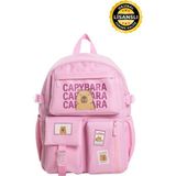 Capybara Orijinal Lisanslı Okul Çantası – Sevimli Tasarım, Su Geçirmez, Cepli Erkek/kız Çocuk Çanta - 41x29x12 - Pembe