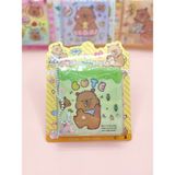 Capybara Sulu Pullu Anahtarlıklı Stickerlı Kapibara Not Defteri (7,5x7,5 cm) - Cute