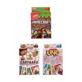 Capybara Uno + Labubu Uno + Minecraft Uno Oyun Kartları 3'Lü Set