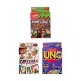 Capybara Uno + Stitch Uno + Minecraft Uno Oyun Kartları 3'Lü Set