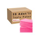 CAQA HOME 20'li Pembe 40x40 Cm Mikrofiber Mutfak Ve Genel Temizlik Bezi, Mikro Fiber Bez - Cam, Araba