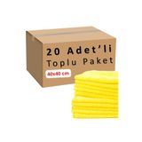 CAQA HOME 20'li Sarı 40x40 Cm Mikrofiber Mutfak Ve Genel Temizlik Bezi, Mikro Fiber Bez - Cam, Araba