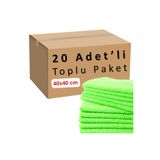 CAQA HOME 20'li Yeşil 40x40 Cm Mikrofiber Mutfak Ve Genel Temizlik Bezi, Mikro Fiber Bez - Cam, Araba