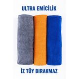 CAQA HOME Mikrofiber 3'lü 40x40cm Oto Kurulama Bezi, Ultra Lüks Cam ve Temizlik Bezi, Ultra Yumuşak ve Emici