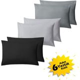 Caqqa 6 Adet 3 Renk Yastık Kılıfı / Koyu Gri / Siyah / Açık Gri - 50 x 70 cn - Gri - Antrasit