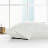 Caqqa Çizgili Saten 2 Adet Yastık Kılıfı - 50x70cm - Beyaz