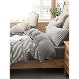 Caqqa Gray Collection Tek Kişilik Pamuk Lastikli Çarşaflı Nevresim Takımı - Koyu Gri - Açık Gri - 90 x 200 cm