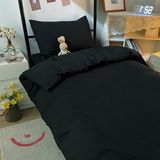 Caqqa Siyah Pamuk Tek Kişilik Lastikli Çarşaflı Nevresim Takımı - 100 x 200 cm