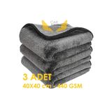 CarAda Mikrofiber Oto Kurulama Ve Temizlik Havlusu 40cmx40cm, 3 Adet, 440gsm