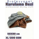 CarAda Profesyonel Mikrofiber Oto Kurulama Ve Temizlik Havlusu Gri-Kahverengi 1200 Gsm / 50cmx80cm