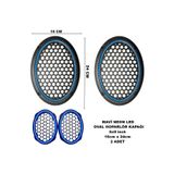 Caraks 16X24 cm 6x9 Inch Neon LED Işıklı Midrange Oval Hoparlör Kapağı Çiftli (2 Adet) Mavi Renk