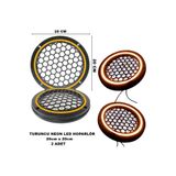 Caraks 20X20 cm Neon LED Işıklı Midrange Hoparlör Kapağı Yuvarlak Çiftli (2 Adet) Turuncu Renk